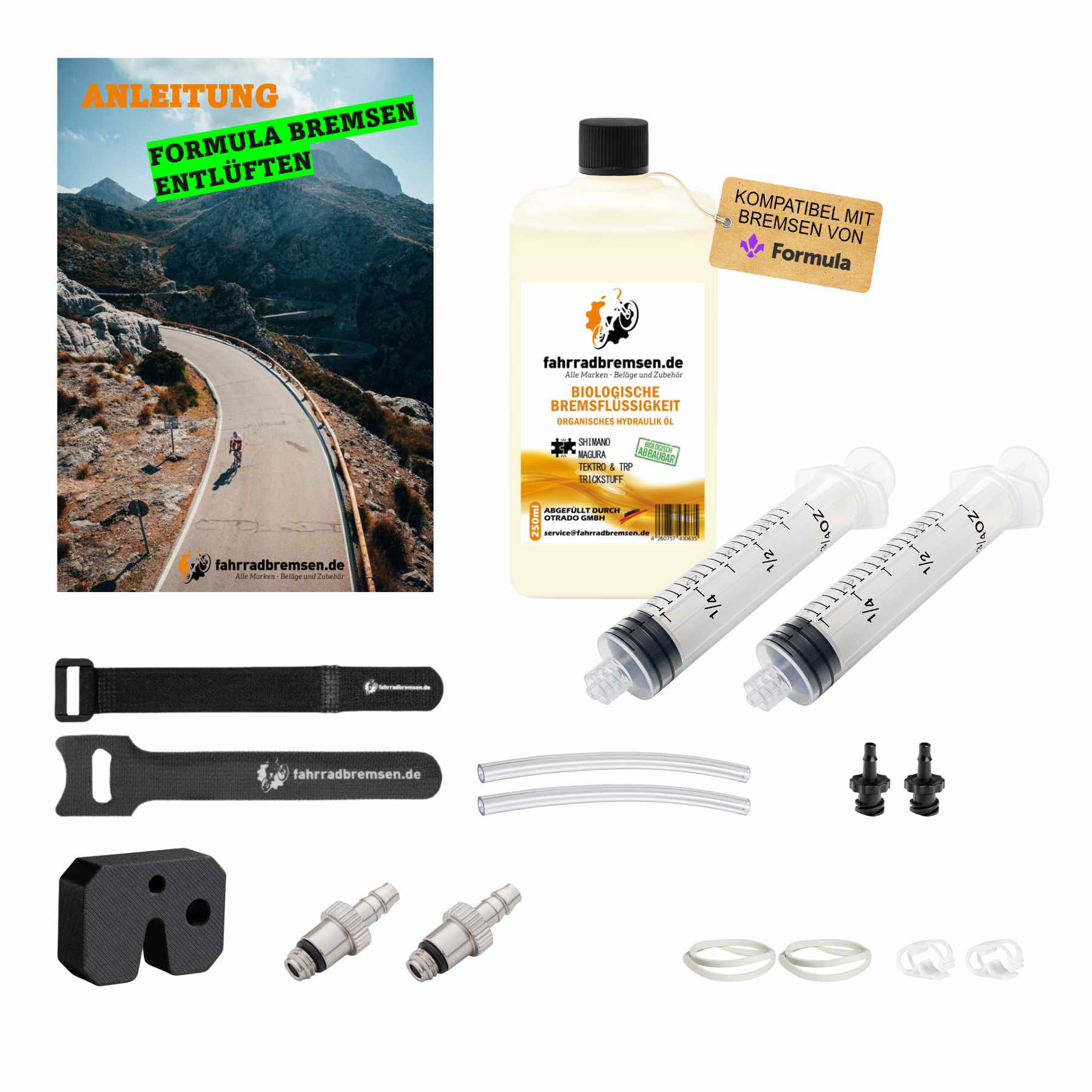 Entlüftungskit Service Kit für Formula Cura / Cura-E / Cura-X / FM / 4 Scheibenbremsen inkl. 250ml Mineralöl