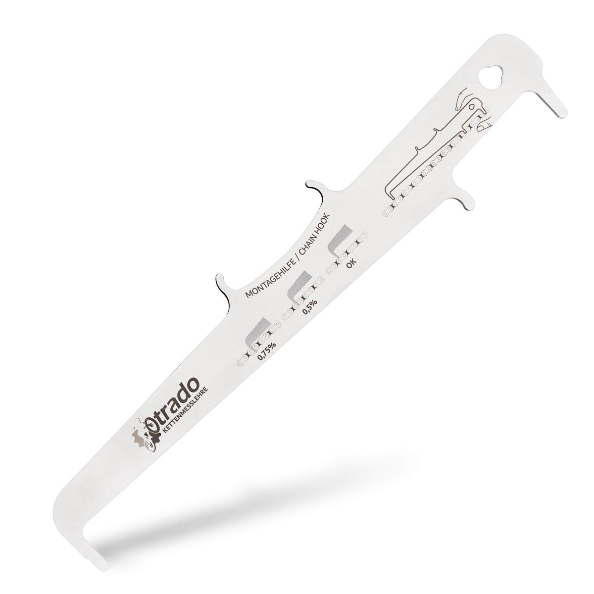 OTRADO Kettenmesslehre Werkzeug zur Kettenmessung für jede 5- bis 12-Gang Fahrradkette mit Kettenhaken auch unterwegs nützliche Kettenverschleißlehre zum Ketten messen Kettenlehre