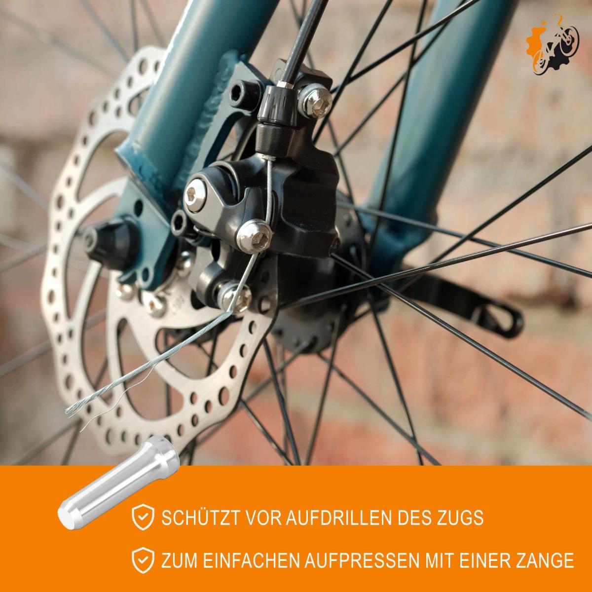 500 Stk. Fahrrad Endkappen Bremszug Endhülsen Schaltzug Endkappen für Bremsseil und Schaltseil Aluminium/Rostfrei